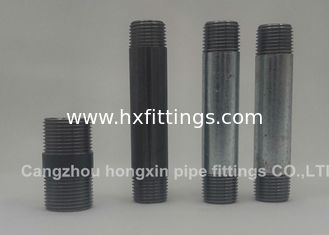 China Black coated steel pipe nipples seamless pipe thread nipples with DIN 2982 supplier