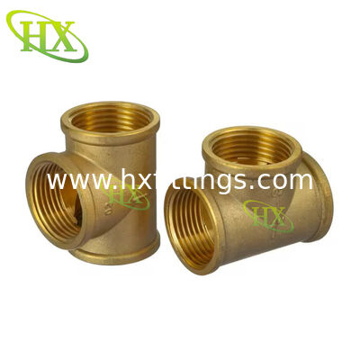 Brass pipe fittings brass plumbing fitting female thread tee 3/8-2" copper pipe tee factory price-Hongxin.