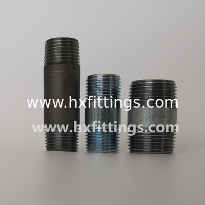 Carbon steel pipe nipple barrel nipples with BSP NPT male thread galvanized forge pipe nipples supplier